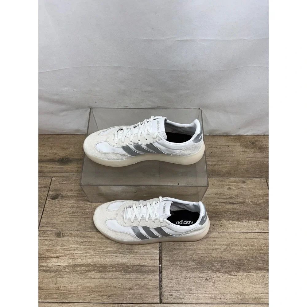 Adidas Women's White Silver Stripes Low Top Sneakers Shoes Size 8.5